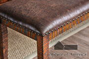 Distressed dark oak leatherette bench by Furniture of America additional picture 4