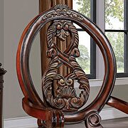 Faux wood carved details dining chair in brown cherry finish by Furniture of America additional picture 3