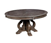 Rustic natural tone round dining table additional photo 3 of 8