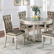 Clear tempered glass top round dining table in champagne finish additional photo 2 of 10
