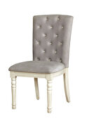 Antique white/ light gray crystal-like button tufted backs dining chair additional photo 2 of 1