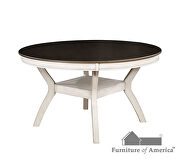 Antique white/dark oak transitional round dining table by Furniture of America additional picture 4