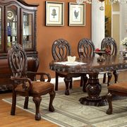 Royal style cherry brown finish family size dining table additional photo 3 of 6