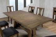 Light oak wood trestle base family size dining table by Furniture of America additional picture 2