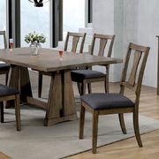 Light oak wood trestle base family size dining table by Furniture of America additional picture 3