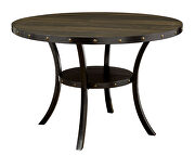 Light walnut/ beige industrial round dining table additional photo 2 of 6