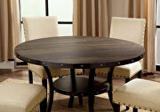 Light walnut/ beige industrial round dining table additional photo 4 of 6