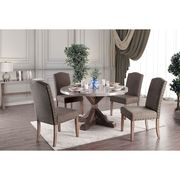 Gray natural marble top round dining table by Furniture of America additional picture 2