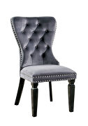 Dark gray finish microfiber transitional dining chair additional photo 2 of 1