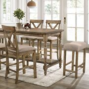 Rustic oak wood grain table top counter height table by Furniture of America additional picture 4