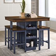 Antique dark oak/ muted blue 5 pc. counter height set by Furniture of America additional picture 3