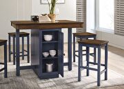 Antique dark oak/ muted blue 5 pc. counter height set by Furniture of America additional picture 5