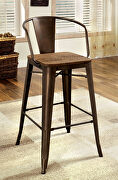 Dark bronze/natural industrial counter ht. table by Furniture of America additional picture 10
