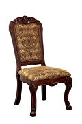 Brown/ cherry damask print fabric dining chair by Furniture of America additional picture 2