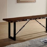 Walnut finish casual style industrial dining table additional photo 2 of 6