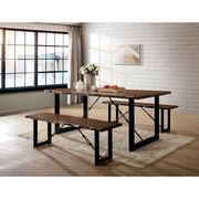 Walnut finish casual style industrial dining table additional photo 3 of 6