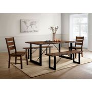 Walnut finish casual style industrial dining table additional photo 4 of 6