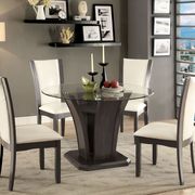 Glass top round gray base dining table additional photo 2 of 1