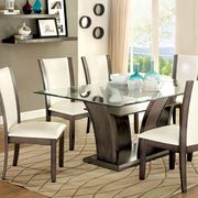 Glass top contemporary gray base dining table additional photo 2 of 1