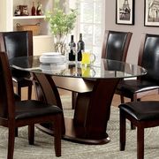 Glass top contemporary cherry base dining table by Furniture of America additional picture 2