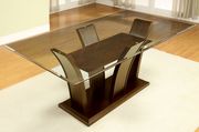 Glass top contemporary cherry base dining table additional photo 2 of 2