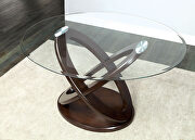 Glass top /dark walnut cross-oval base counter ht. table by Furniture of America additional picture 2
