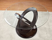 Glass top / dark walnut base round dining table additional photo 2 of 4