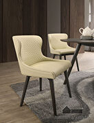 Cream padded fabric seat & back dining chair additional photo 3 of 2