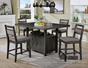 Gray finish counter height table with storage cabinets additional photo 4 of 4