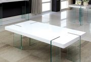 Ultra-modern low-profile glass / white coffee table by Furniture of America additional picture 4
