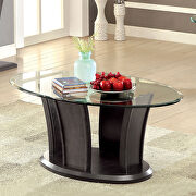 Glass round table top and unique flared base coffee table by Furniture of America additional picture 2