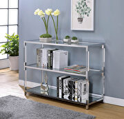 Chrome/clear contemporary sofa table by Furniture of America additional picture 2