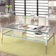 Chrome / Glass Coffee Table w/ Open Shelf Design by Furniture of America additional picture 2