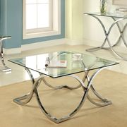 Chrome Contemporary Coffee Table w/ X-shaped base by Furniture of America additional picture 4