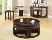 Dark walnut transitional round coffee table w/ 4 stools by Furniture of America additional picture 4