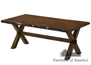 Walnut wood construction coffee table w/ cross x-legs by Furniture of America additional picture 6