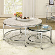 Two in one white and chrome metal construction coffee table by Furniture of America additional picture 2