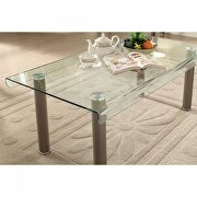 Accented with metal details glass top sofa table additional photo 2 of 2