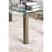 Accented with metal details glass top sofa table additional photo 3 of 2