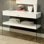 White coffee table w/ drawer and glass legs by Furniture of America additional picture 4