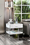 White end table w/ drawer and glass legs by Furniture of America additional picture 3