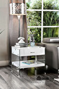 White end table w/ drawer and glass legs additional photo 3 of 2