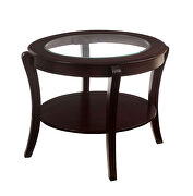 Espresso contemporary end table w/ glass top additional photo 2 of 1