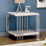 White/chrome finish contemporary coffee table by Furniture of America additional picture 3