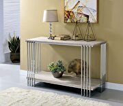 White/chrome finish contemporary coffee table by Furniture of America additional picture 5