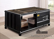 Container inspired design black metal construction coffee table by Furniture of America additional picture 8