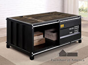 Container inspired design black metal construction coffee table by Furniture of America additional picture 9