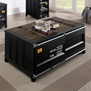 Container inspired design black metal construction coffee table by Furniture of America additional picture 10