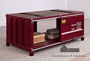 Container inspired design red metal construction coffee table by Furniture of America additional picture 7