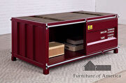 Container inspired design red metal construction coffee table by Furniture of America additional picture 8